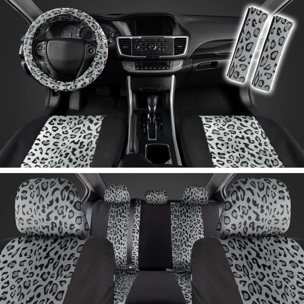 BDK Autositzbezüge, Leopardenmuster, zweifarbig grau OS-603-GR_AMJAN von BDK