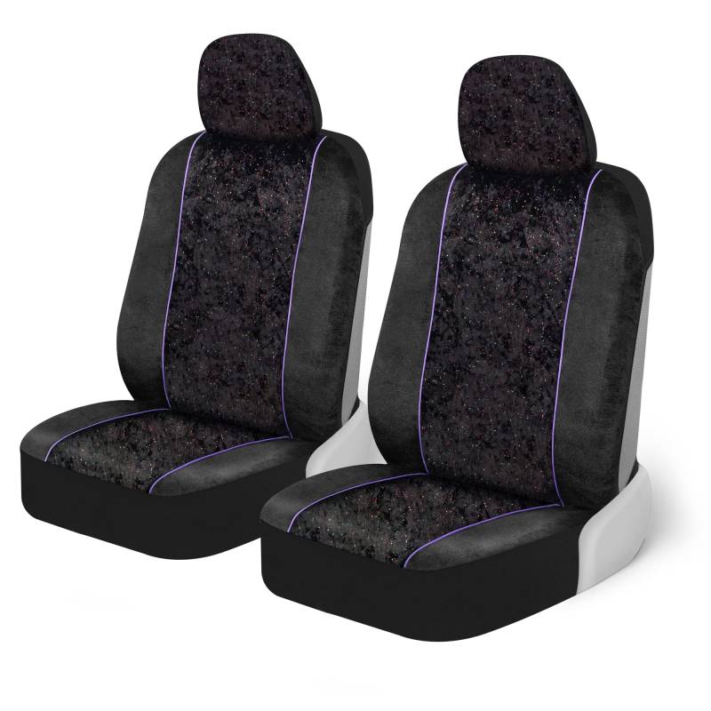 BDK Stardust Autositzbezüge für Vordersitze, 2 Stück, glitzerndes Muster, Vordersitzbezug-Set mit passender Kopfstütze, seitenloses Design für einfache Installation, passend für die meisten Autos, von BDK