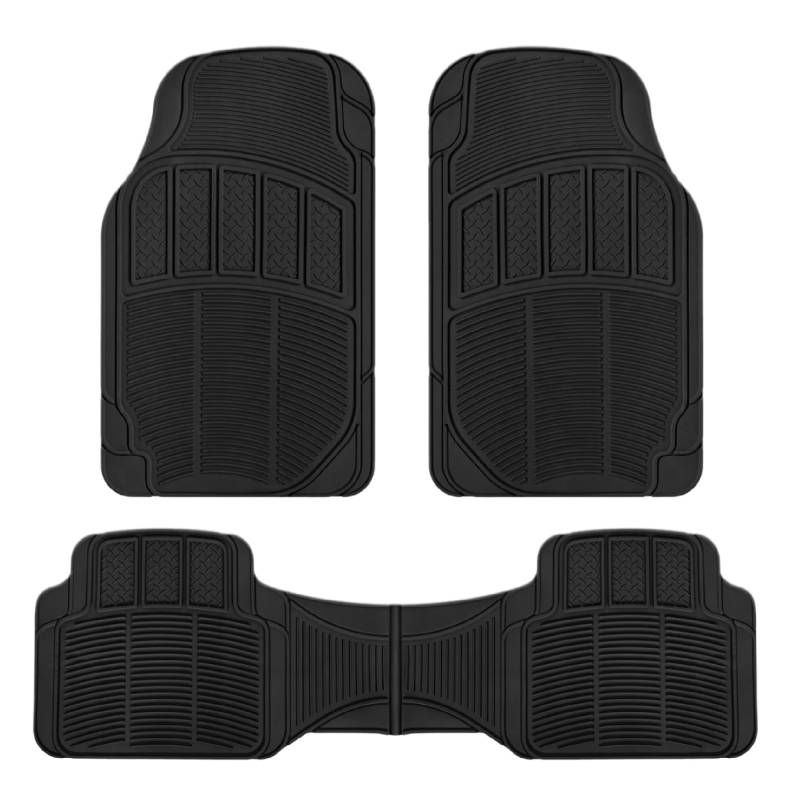 BDK CarXS Proliners Classic Gummi-Fußmatten – 3 Stück vorne und hinten, Robustes Diamantgitter für Auto, LKW, SUV, Van Schwarz NMT-020 von BDK