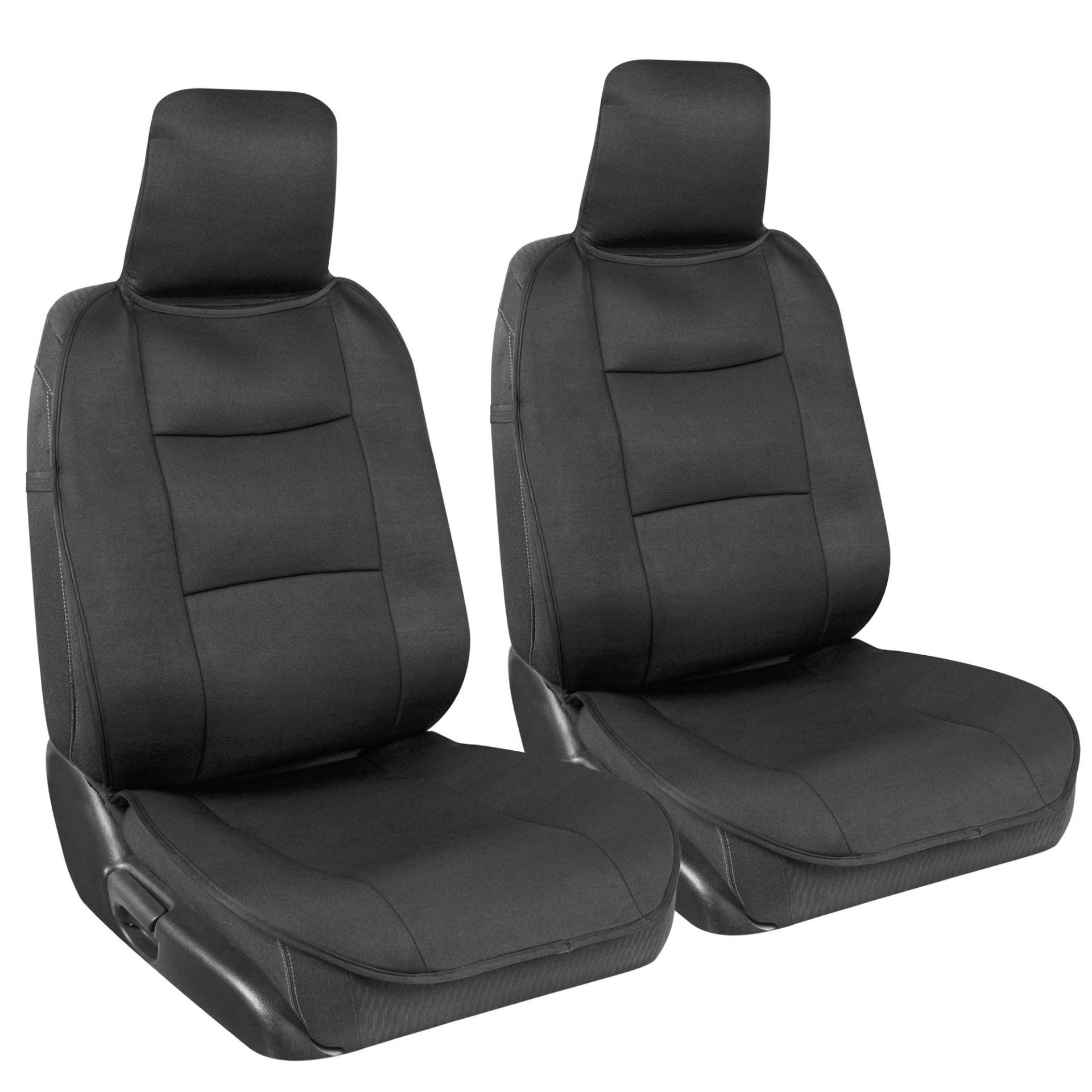 BDK EasyFit Universal Autositzbezüge für Vordersitze, Schwarz - Vordersitzbezug Set mit integrierter Kopfstützenbezug, Schnellschlupf-Montage, Universal passend für Auto LKW Van SUV von BDK