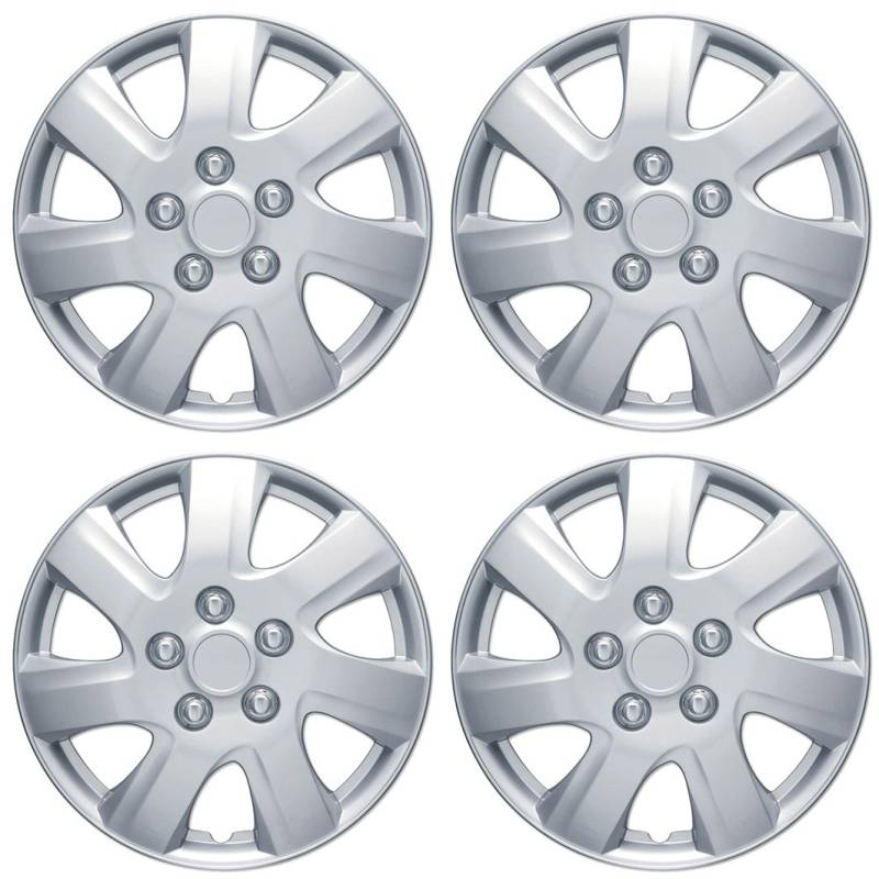 BDK KT-1021-16 King1 Silber Radkappen Radabdeckungen für Toyota Camry 2006-2014 16 Zoll - Vier (4) Stück Korrosionsfrei & Stabil - Volle Hitze & Schlagfest Grade - OEM Ersatz 4 Packung von BDK