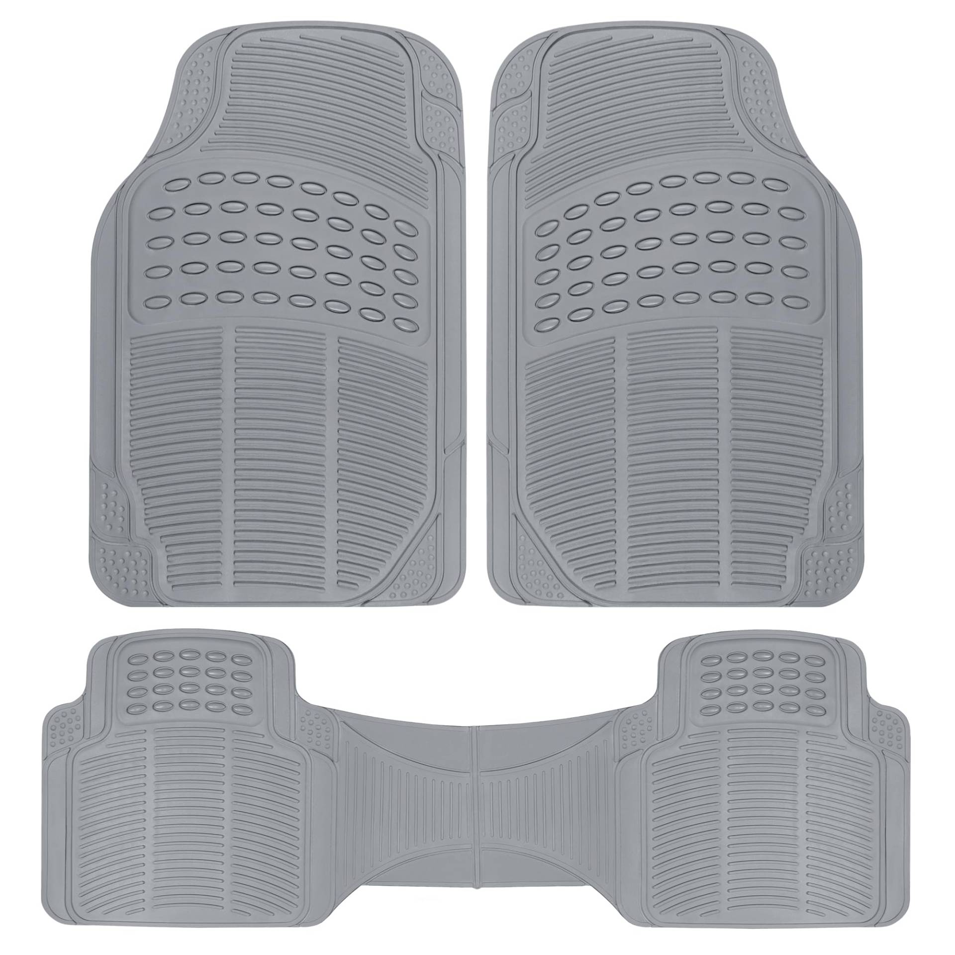 BDK -MT783PLUS ProLiner Original 3 Stück robuste vordere und hintere Gummi-Fußmatten für Auto, SUV, Van und LKW, Allwetterschutz, universelle Passform, grau von BDK