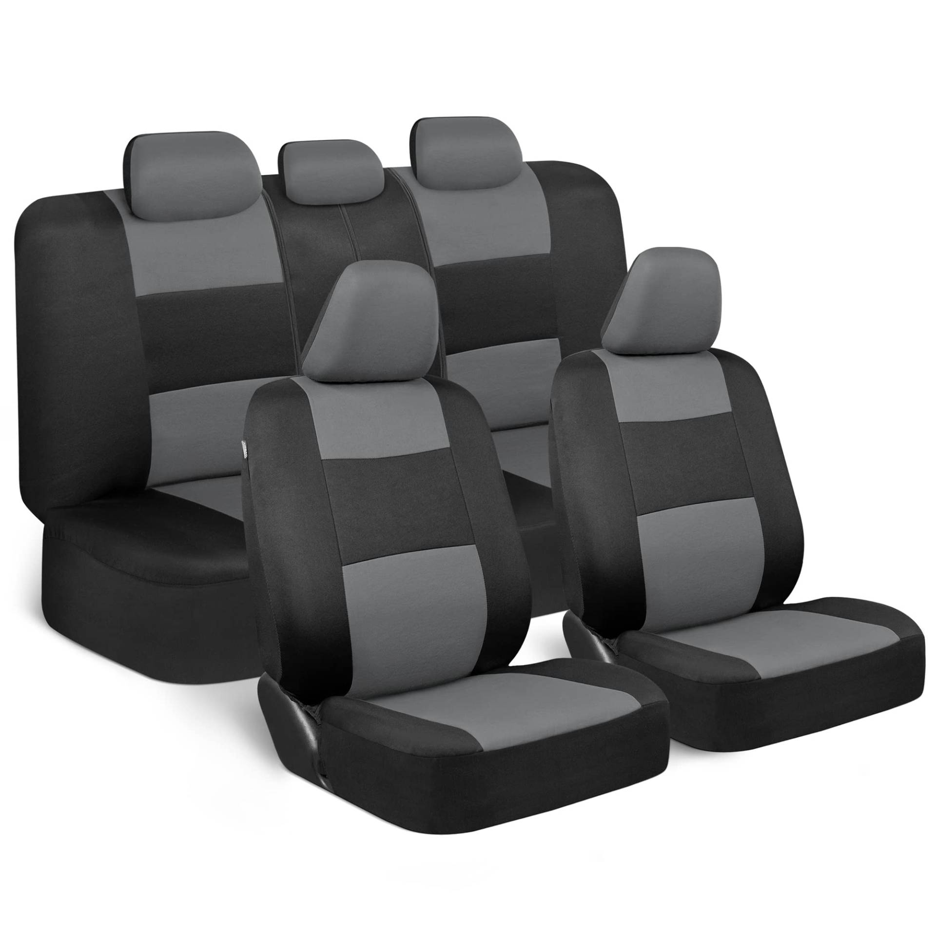 BDK PolyPro Autositzbezüge, vollständiges Set in Grau auf Schwarz – Vordere und hintere Geteilte Sitzbank, Innenbezüge für Auto, LKW, Van, SUV von BDK