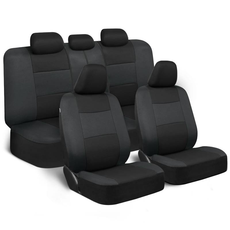 BDK PolyPro Autositzbezüge Komplettset in Schwarz auf Anthrazit - Vorne und Hinten Geteilte Sitzbankschoner, Universal Fit für Auto LKW Van SUV Auto Innenraum Sitzbezüge von BDK