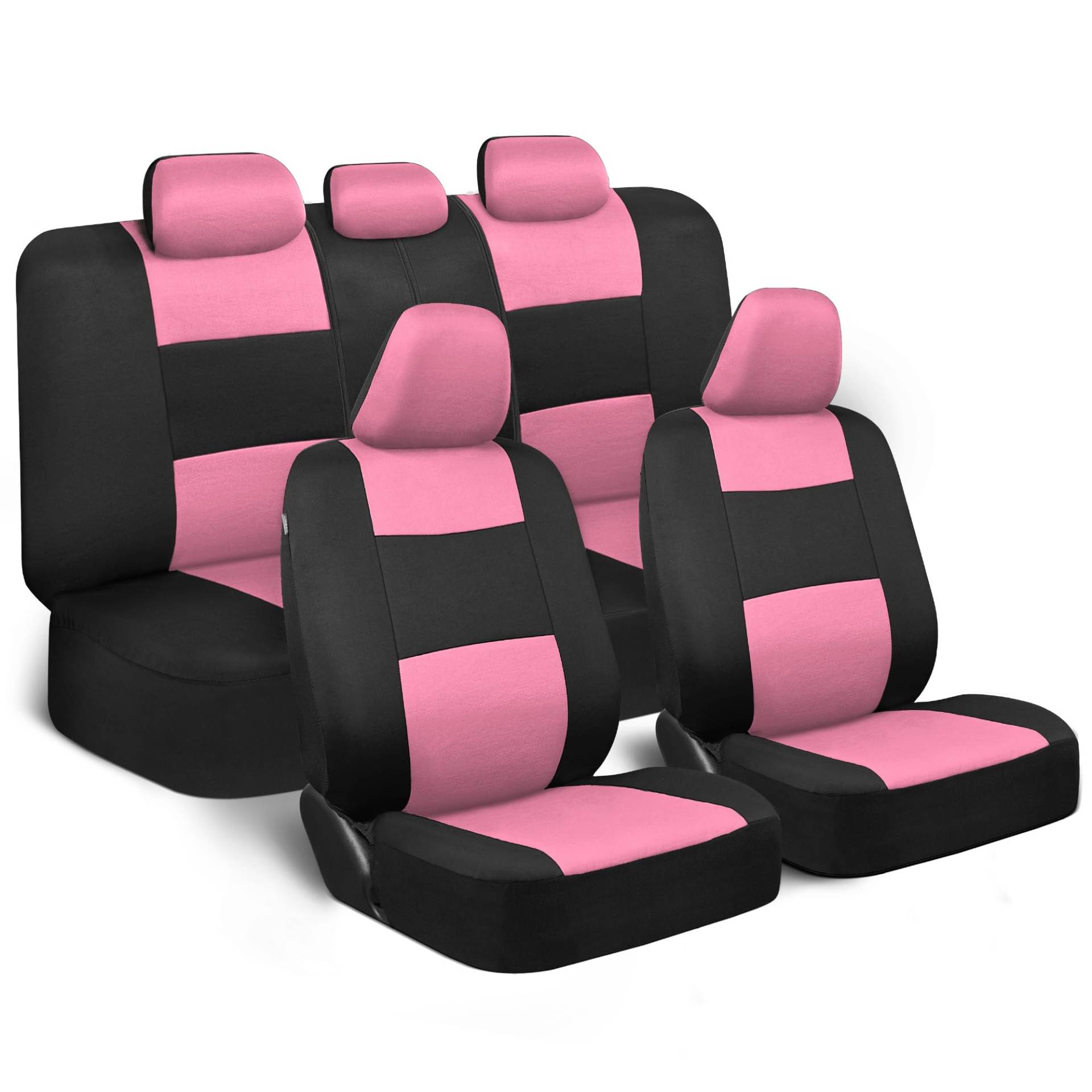 BDK PolyPro Autositzbezüge Komplettset in Rosa auf Schwarz - Vordere und hintere Geteilte Sitzbank für Autos, Bezüge Set, Zubehör Auto LKW Van SUV BDK PolyPro Autositzbezüge Komplettset in Rosa auf Schwarz - Vordere und hintere Geteilte Sitzbank für Autos, Bezüge Set, Zubehör Auto LKW Van SUV von BDK
