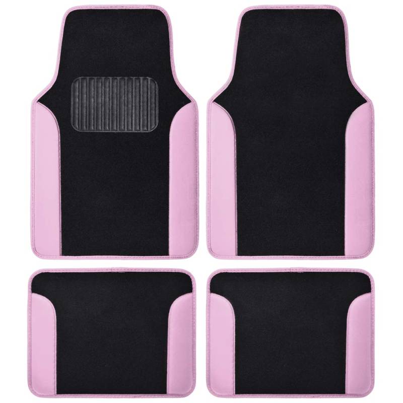BDK Rosa Teppich – zweifarbige Kunstleder-Fußmatten, inklusive Anti-Rutsch-Eigenschaften und integriertem Fersenpolster, stilvoll für Autos, LKW, Van, SUV von BDK