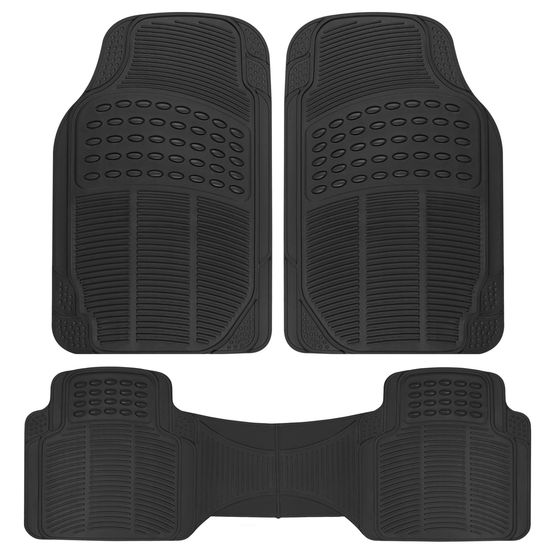 BDK Original ProLiner 3-teilig Strapazierfähige Fußmatten vorne & hinten Gummi für Auto SUV Van & LKW schwarz - Allwetter-Bodenschutz mit Universal Passform Design von BDK
