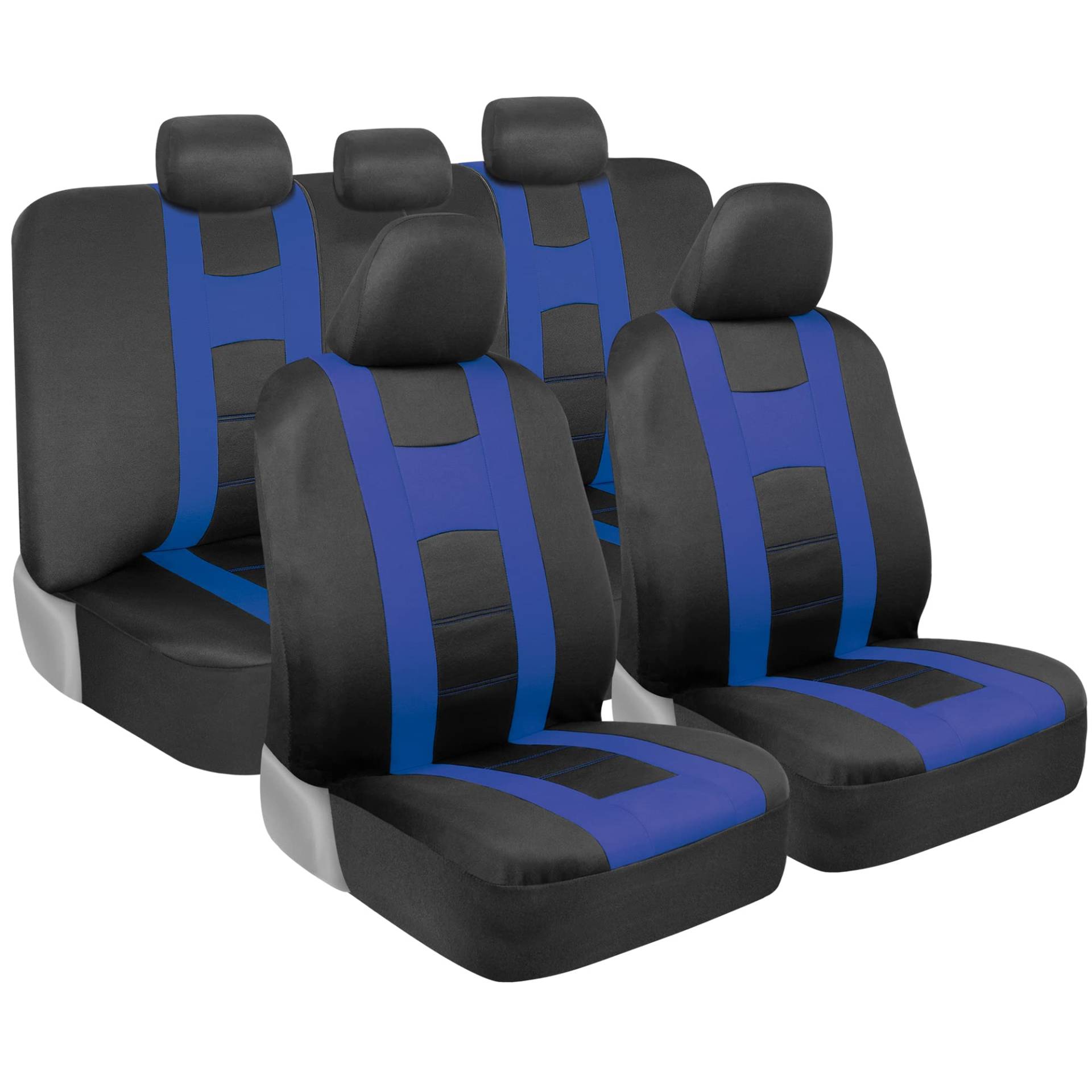 BDK carXS Sitzbezüge für Autos, blau, zweifarbig, mit passendem Rücksitzbezug, passend für die meisten Pkw, LKW, Van, SUV, Innenausstattung, komplettes Set von BDK