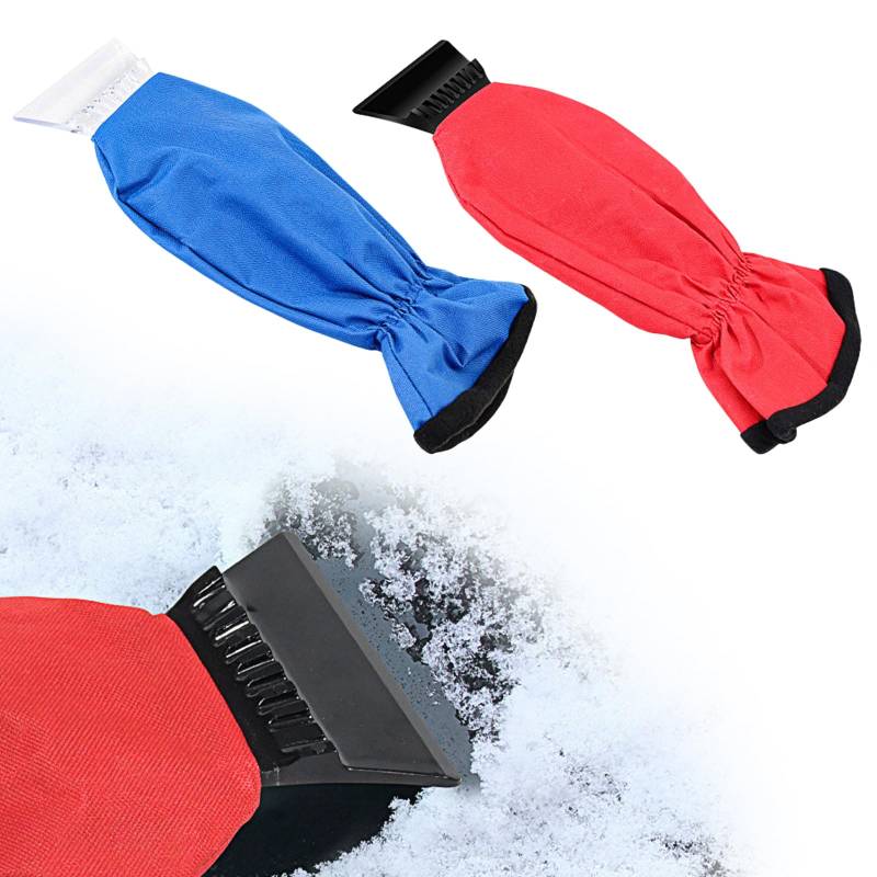 BDSHUNBF 2 Pcs Eiskratzer Auto mit Handschuh, Eiskratzer mit Handschuh, Wärmender Scheibenkratzer Auto mit Handschuh, Ultra schneller Auto Eiskratzer mit Eisbrecherkante, Stabiler Schneekratzer Auto von BDSHUNBF