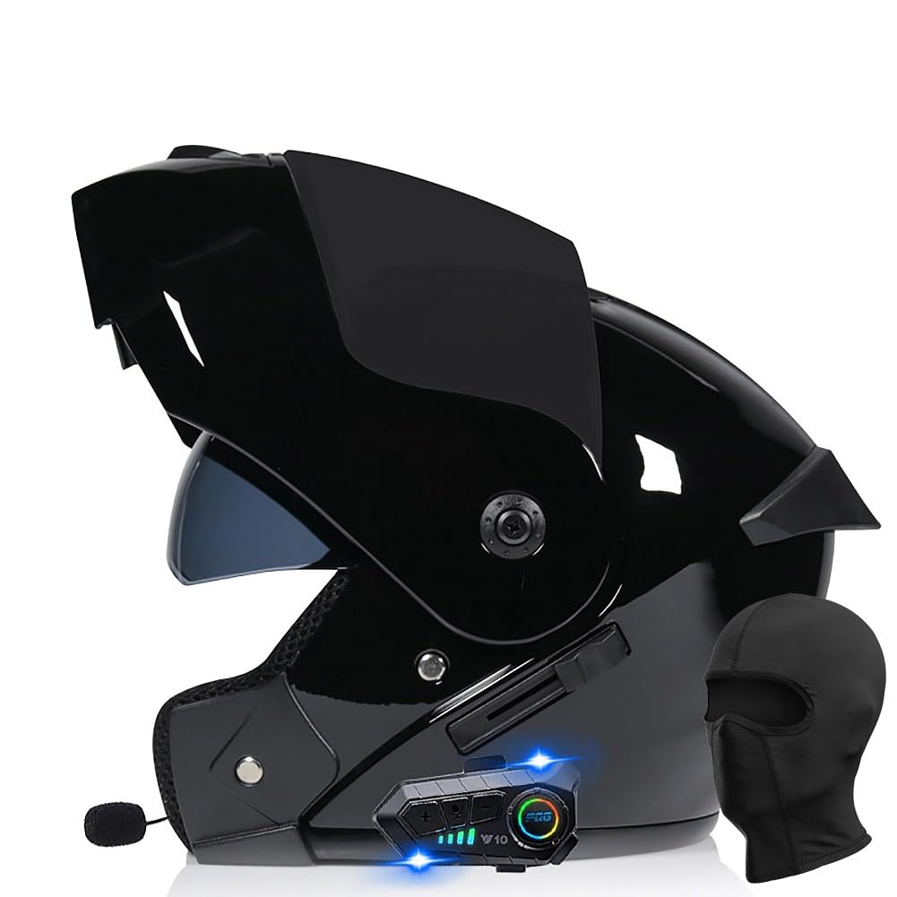 Motorrad Klapphelm mit Bluetooth Motorradhelm mit Sonnenblende ECE Zertifiziert Integralhelm mit Doppelvisier Roller Mofa Helm mit Mikrofon Auto-Antwort für Erwachsene Herren Damen von BDTOT