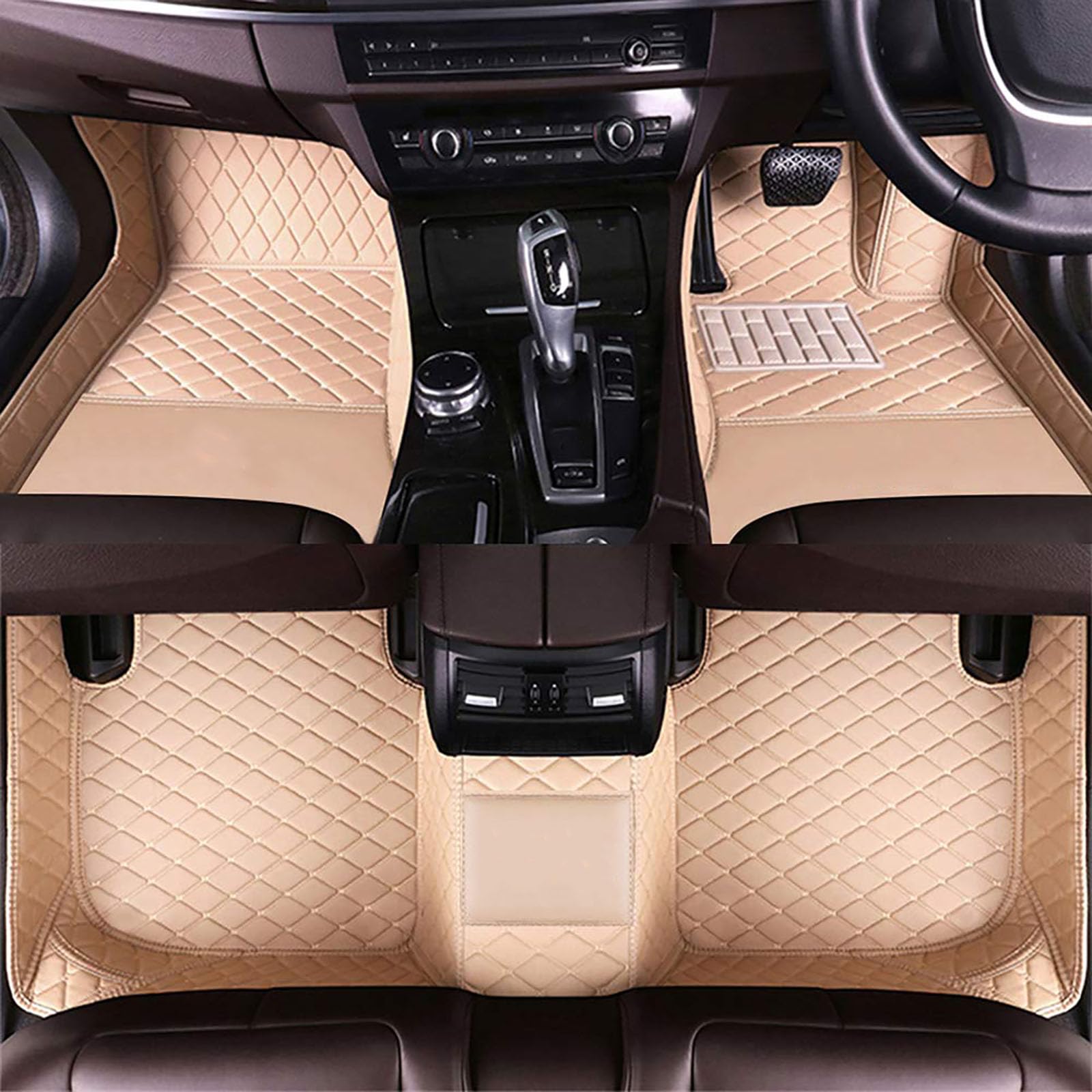 Auto Leder FußMatten für Opel Mokka X 2016-2021, Auto Custom Full Cover rutschfeste Fussmatten Set, All Inclusive Stil Teppiche Innenverkleidung Schutz Zubehör,Beige-RHD von BEABAG