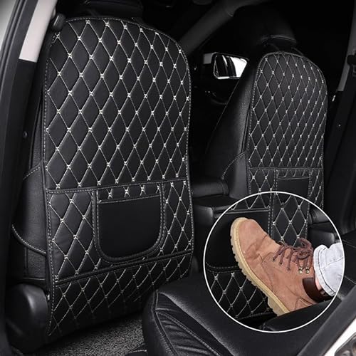 BEABAG Auto Rücksitz Anti Kick Pad für Nissan Qashqai J12 2021 2022 2023, Autositz Rückenlehnenschutz Trittmatte mit Organizer Taschen Wasserdicht Kratzfest Innere Zubehör,A/BLACKBEIGE von BEABAG