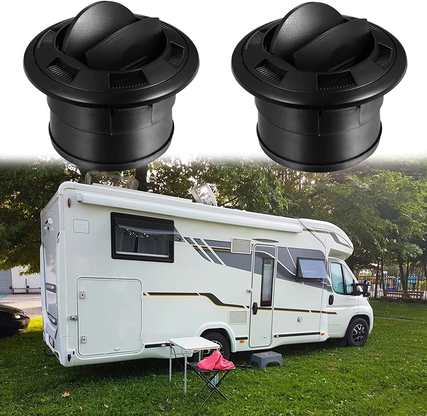 2PCS 75mm Lüfterheizung Luftauslass Universelle Klimaanlage Auslassluftkühler Drehbare Entlüftung Für Auto Bus Wohnmobil Wohnwagen von BEAUTYBIGBANG