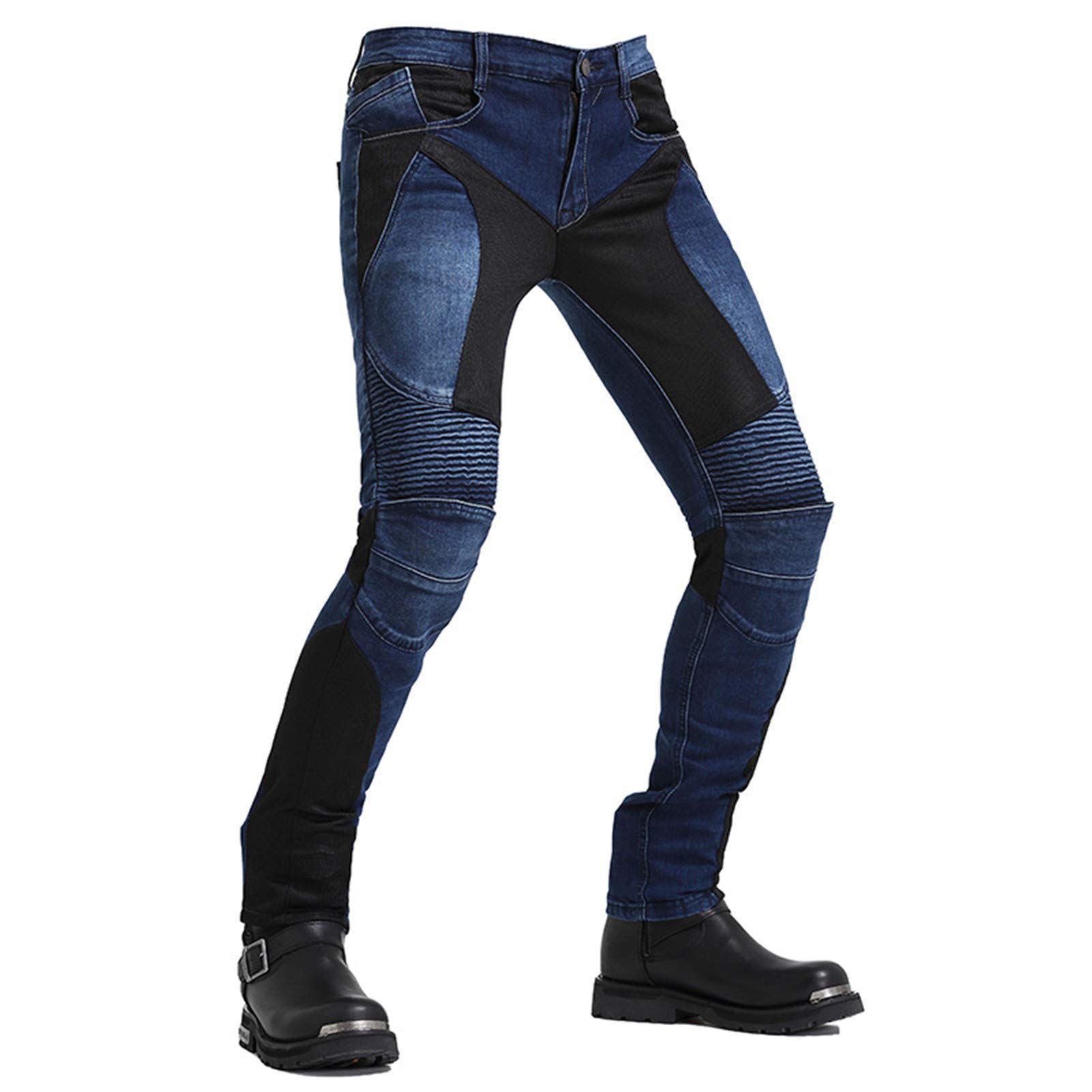 BEDSETS Herren Motorradhose Denim Jeans Hose Motocross Hose Jeans mit 2 Paar Schutzpolster mit Schutzfutter (Blau,4XL) von BEDSETS