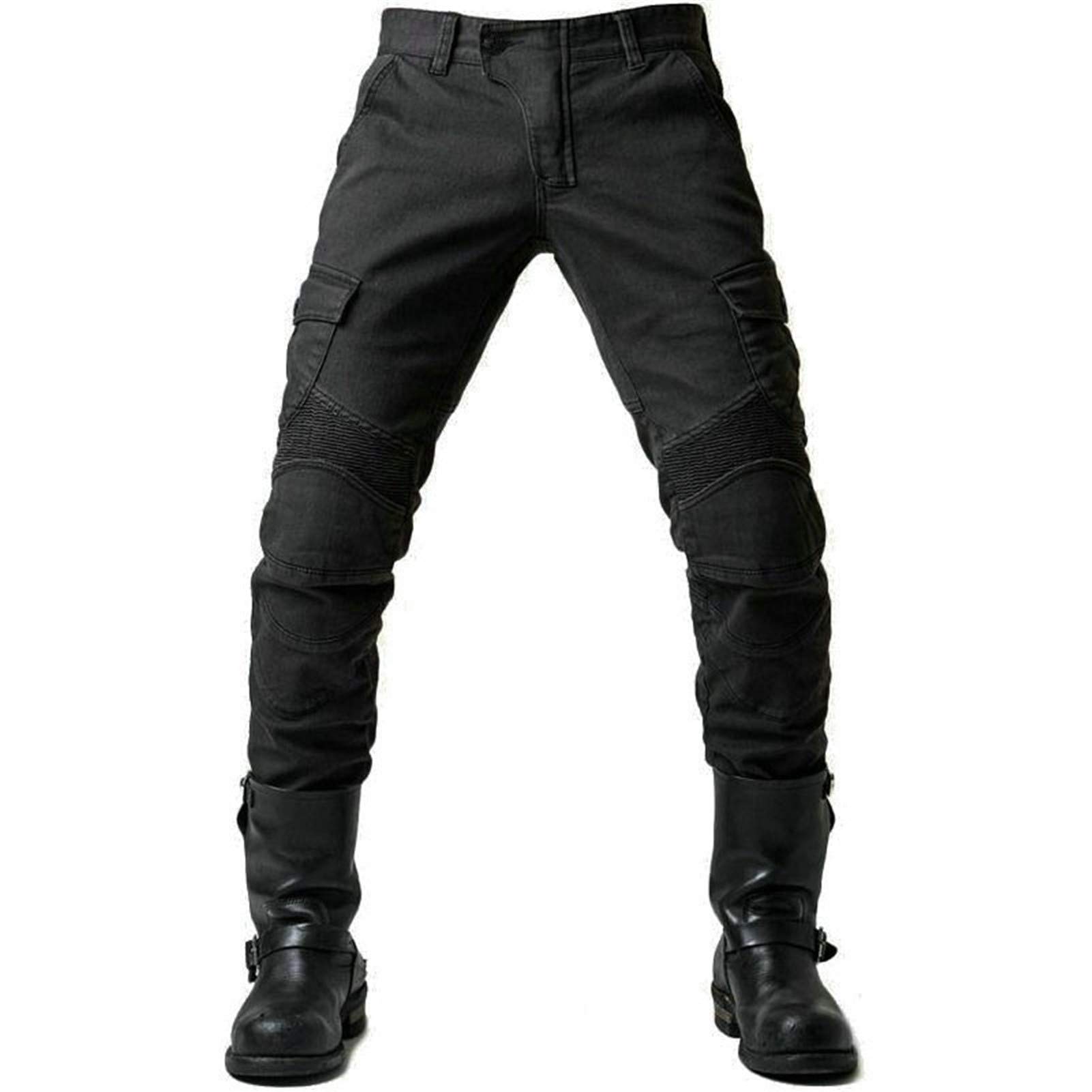 Herren Motorradhose Denim Jeans Hose Motocross Hose Jeans mit 2 Paar Schutzpolster mit Schutzfutter (Schwarz, 2XL) von BEDSETS