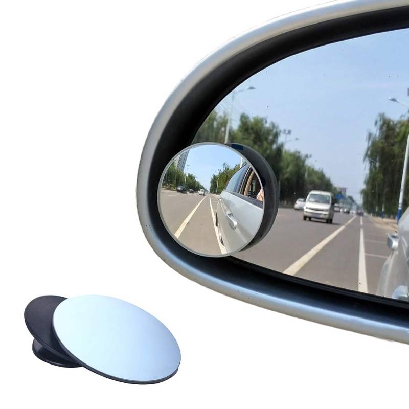 Toter-Winkel-Spiegel von Beeway®, runder, rahmenloser, 360 ° drehbarer, verstellbarer HD-Glas-Spiegel, konvex, für Autos, LKWs, SUVs, Verkehrssicherheit – 2 Stück von BEEWAY