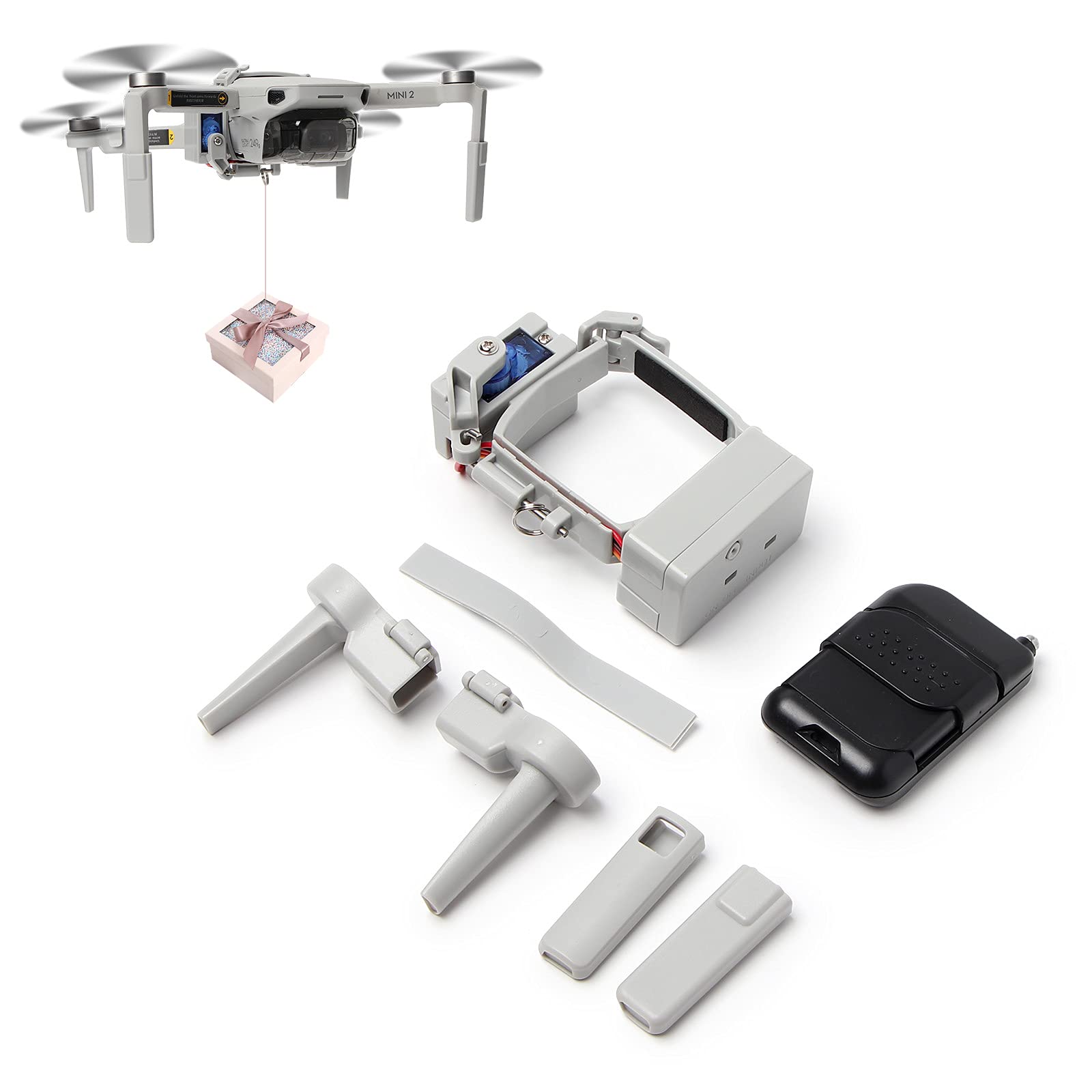 Mini 2 Airdrop Payload Transport Delivery Device, Drohne Geschenk Rettungsbedarf Angelschnur Release und Drop Gerät für DJI Mavic Mini/Mini SE/Mini 2 Zubehör von BEHORSE