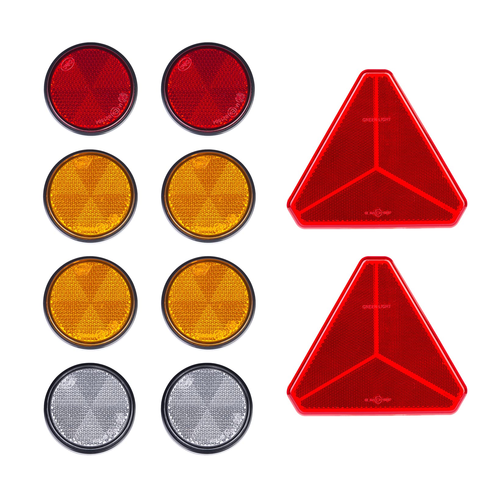 BEIJISTAR 2 x Rot Dreieck Selbstklebend Reflektor, 2 x Rot 4 x Gelb 2 x Weiß Rund Selbstklebend Reflektor, Anhänger Katzenauge Reflektor, für Torpfosten Zäune LKW RV Wohnwagen von BEIJISTAR