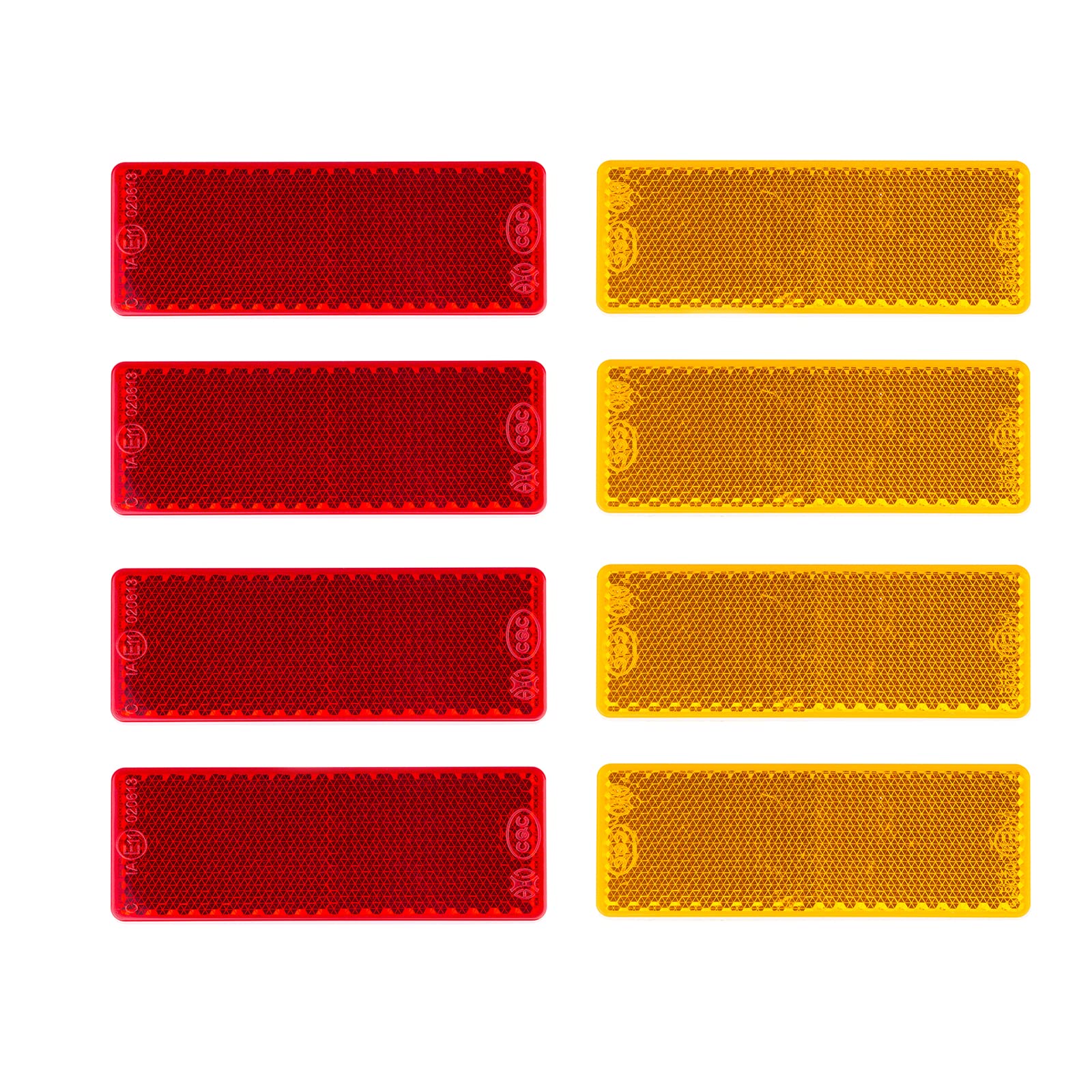 BEIJISTAR Anhänger Reflektoren Kit, 4 x Rot 4 x Gelb Rechteckig Selbstklebend Reflektor, Anhänger Katzenauge Reflektor, für Torpfosten Zäune LKW RV Wohnwagen von BEIJISTAR