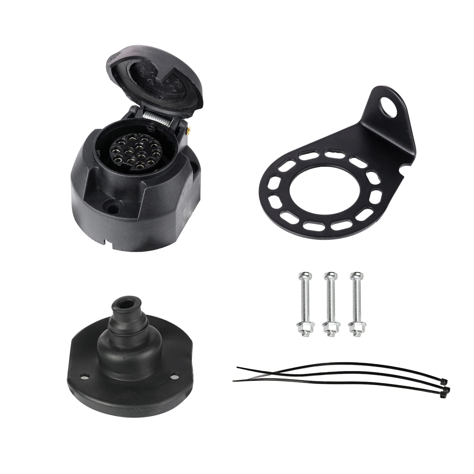 BEIJISTAR Anhänger Steckdose Set 13 Polig, mit Gummidichtung und Metallhalterung, nach ISO 11446, 12V Wasserdichter 13 Poliger Anhängersteckdose, 13 Polige Steckdose, Steckdose 13 Polig für Anhänger BEIJISTAR Anhänger Steckdose Set 13 Polig, mit Gummidichtung und Metallhalterung, nach ISO 11446, 12V Wasserdichter 13 Poliger Anhängersteckdose, 13 Polige Steckdose, Steckdose 13 Polig für Anhänger von BEIJISTAR