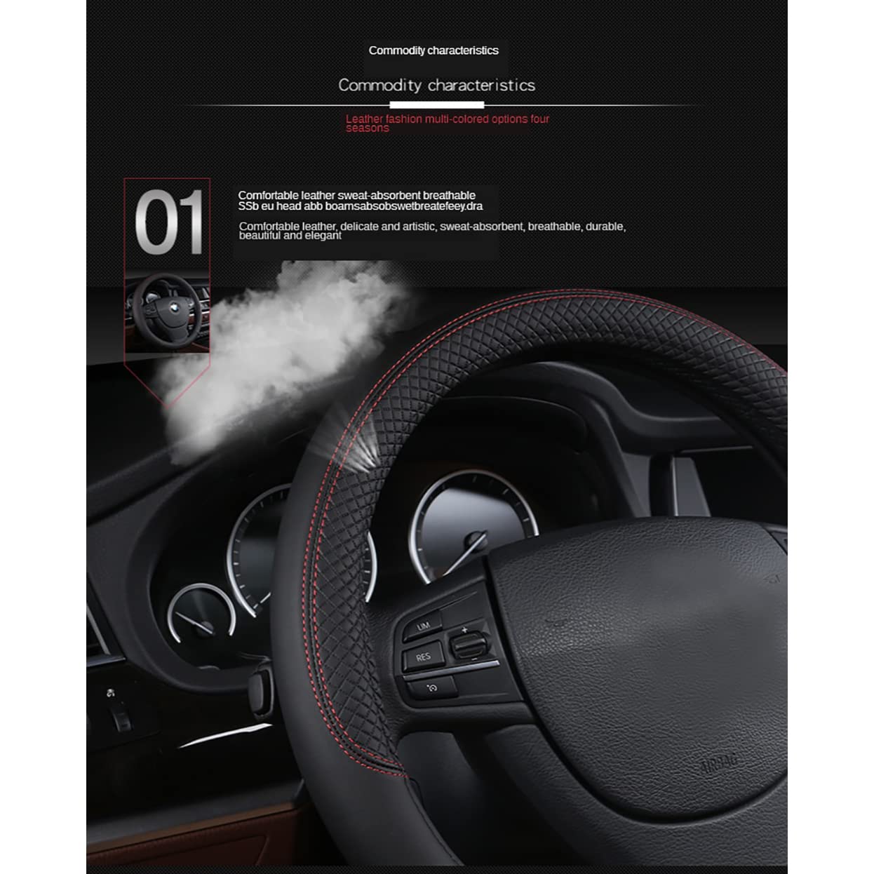 Auto Premium Lederlen Lenkradhüllen rutschfest Atmungsaktiv Schweißabsorbierend, für BMW X6 2015-2019 Innenausstattung,C von BELIKES