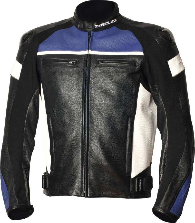 BELO MILANO Lederjacke schwarz-blau-weiss 52 von Homry