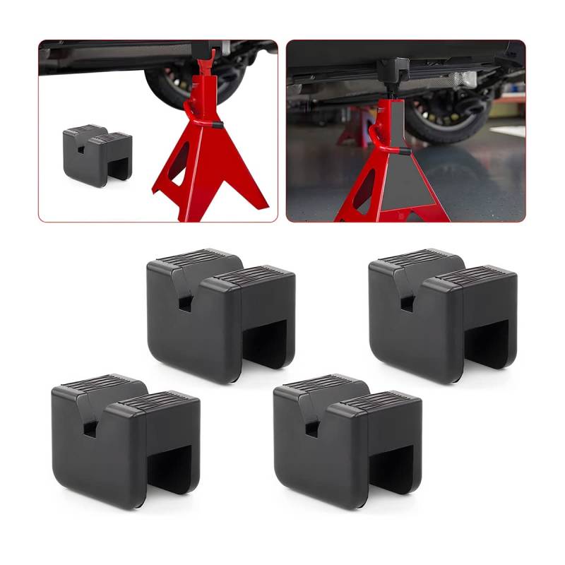 BELOMI Jack Stand Pads, 4 Stück 3 Tonnen Jack Pad Adapter, Universal Gummi Schlitzrahmen Schiene Quetschschweißungen Protektor Pad für Wagenheber Ständer Stützheber, Autozubehör für Limousine, SUV und von BELOMI