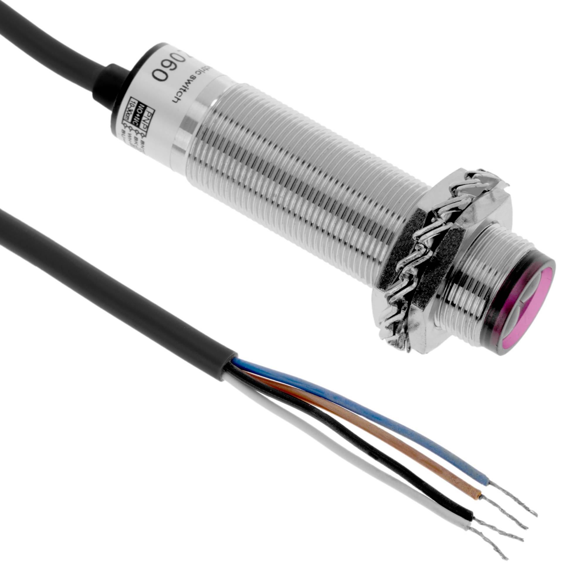 BeMatik Lichtsensor PNP NO+NC 10-36VDC M18 10-30 cm selbstheilend (TZ060) von BEMATIK.COM
