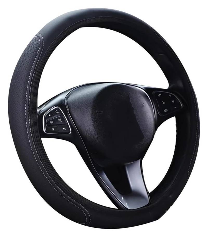 Auto Lenkradabdeckung 1 Stück Universal 37-38cm Lenkradbezug Atmungsaktives Leder Anti Slip PU Leder Lenkradbezüge Autozubehör Lenkradbezüge(Gray Line) von BENELKZAFA