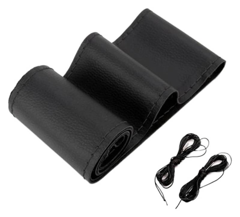 Auto Lenkradabdeckung 15 Zoll/38 cm Auto-Lenkradbezug Weiches Kunstledergeflecht Am Lenkrad Mit Nadel Und Fadenzubehör(Black1) von BENELKZAFA