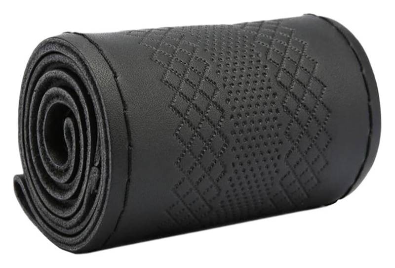 Auto Lenkradabdeckung 38 cm 15 Zoll Auto-Innenausstattung Kunstleder-Autolenkrad-Geflechtbezug Handgenähte Weiche Anti-Rutsch-Lenkradbezüge(Schwarz) von BENELKZAFA