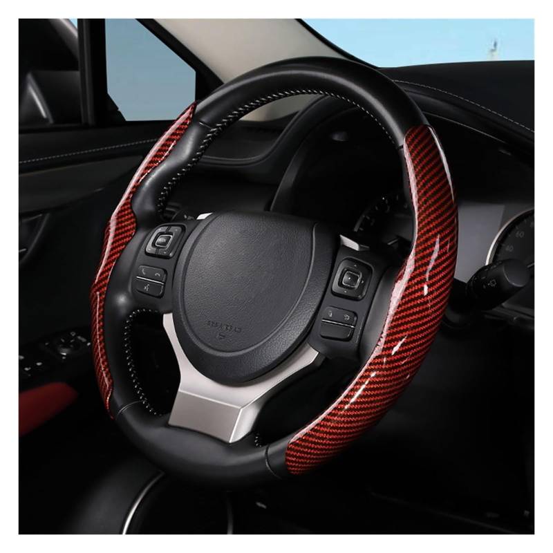 Auto Lenkradabdeckung Für 36cm Carbon Fiber Griff Schutzhülle Typ D Universal Abdeckung Auto Lenkrad Abdeckungen Lenkrad Schutz(Glossy-Red) von BENELKZAFA