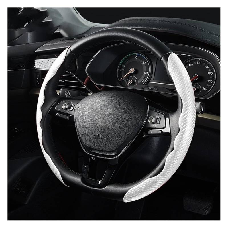 Auto Lenkradabdeckung Für 36cm Carbon Fiber Griff Schutzhülle Typ D Universal Abdeckung Auto Lenkrad Abdeckungen Lenkrad Schutz(Weiß) von BENELKZAFA