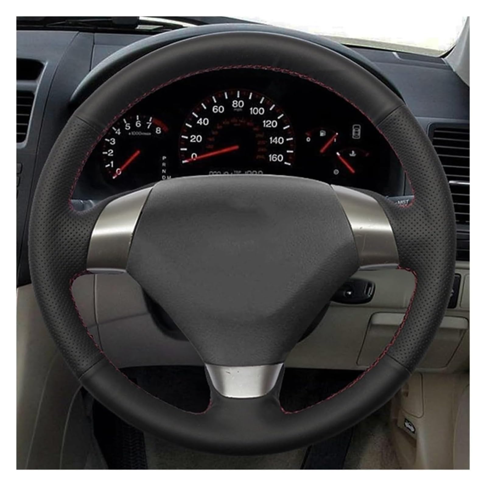 Auto Lenkradabdeckung Für A&ccord 7 Für Coupe 2003-2007 (3-Speichen) Autolenkradabdeckung Handgenähtes Schwarzes Echtleder(Light Blue Thread) von BENELKZAFA