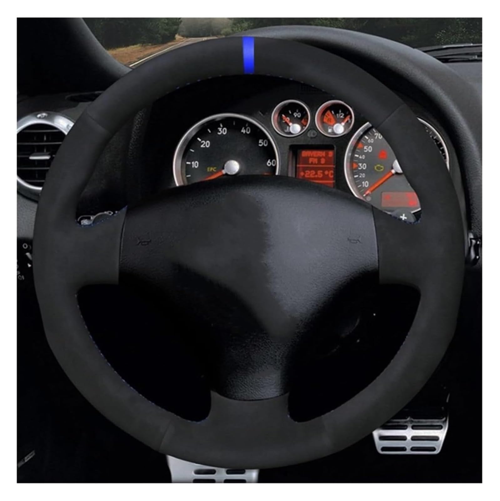 Auto Lenkradabdeckung Für A2 8Z A3 8L Sportback A4 B6 Für Avant A6 C5 A8 D2 TT 8N S3 S4 RS 4 RS Autolenkradabdeckung Handgenähtes Wildleder(Light Blue Thread) von BENELKZAFA