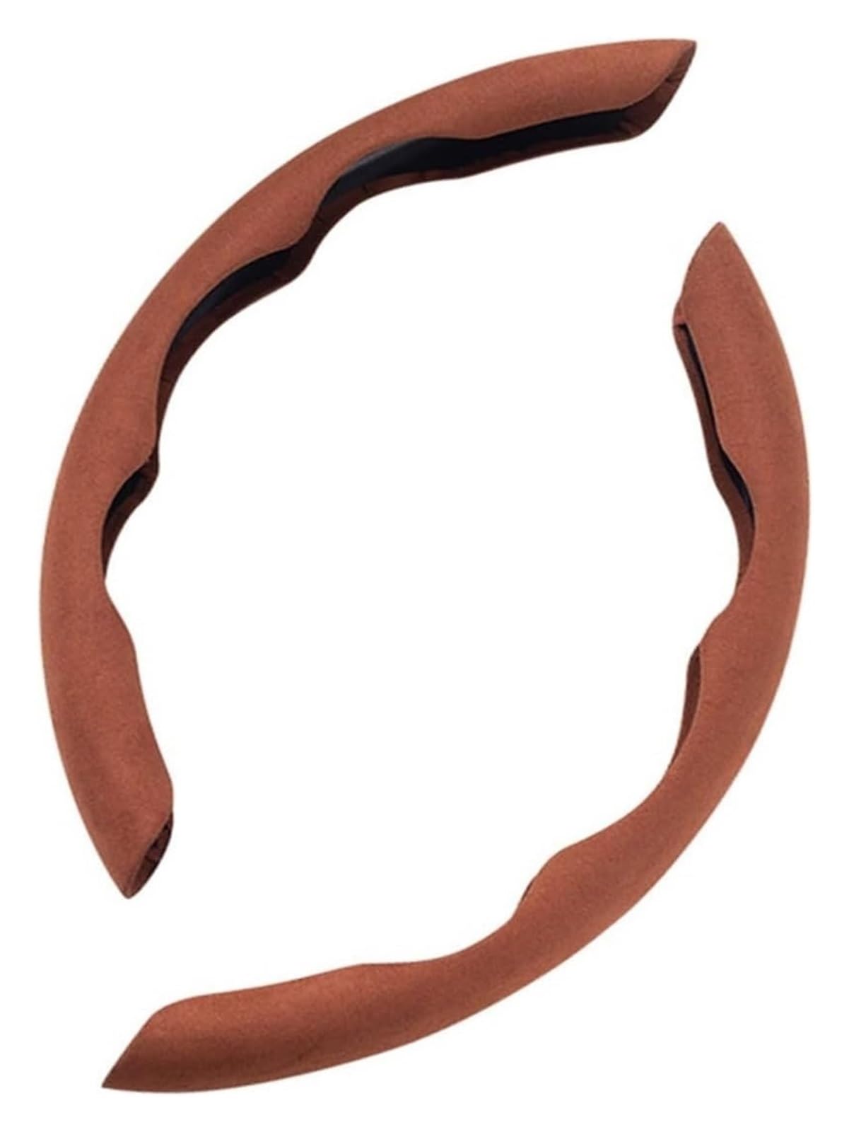 Auto Lenkradabdeckung Für Auto-Lenkradbezug 38 cm 15 Zoll Fell-Radbezug Rutschfester Dekorativer Zubehörbezug Lenkradbezüge Lenkradschutz 2/3 STK(2PCS Brown) von BENELKZAFA