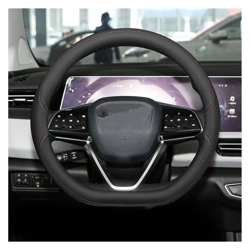 Auto Lenkradabdeckung Für BAIC U5 Plus 2021-2024 Geflecht Auf Lenkradhalter Wickelabdeckung Auto-Lenkradbezüge Lenkradschutz(Red Blue) von BENELKZAFA