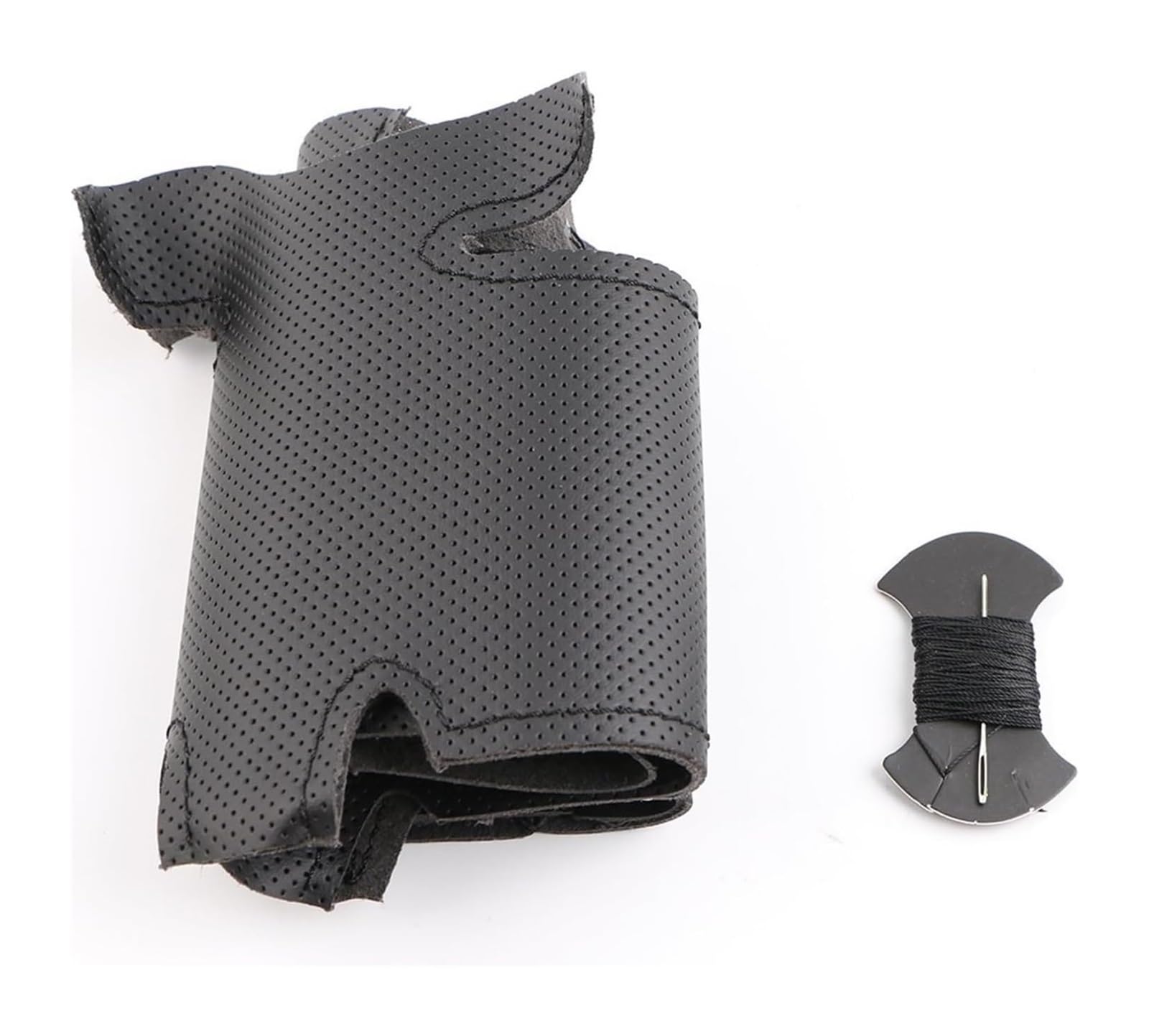 Auto Lenkradabdeckung Für F&ord Für Fiesta 2008-2013 Für Ecosport 2013-2016 Schwarzes Ledergeflecht Maßgeschneiderte Autolenkradabdeckung(Black Thread) von BENELKZAFA