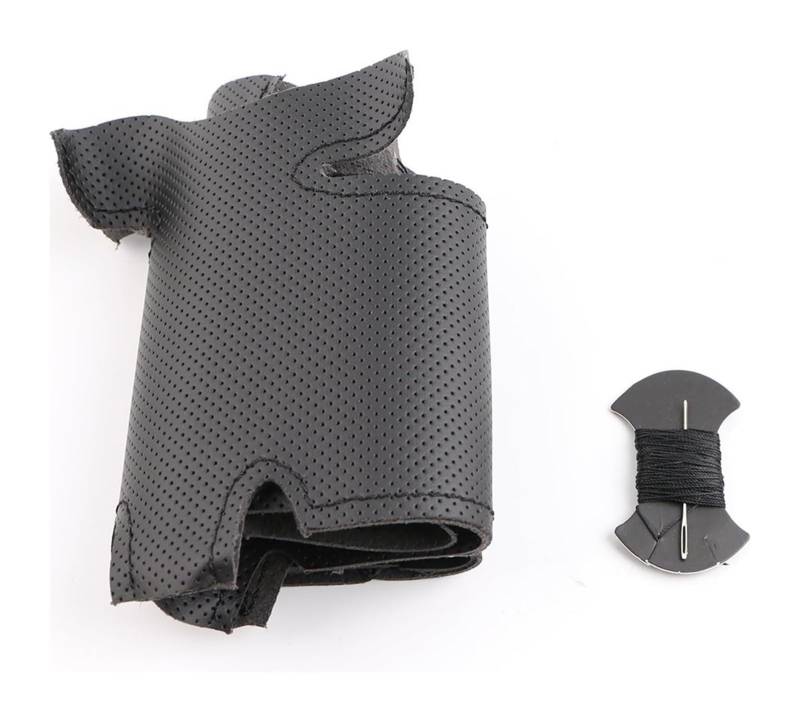 Auto Lenkradabdeckung Für F&ord Für Fiesta 2008-2013 Für Ecosport 2013-2016 Schwarzes Ledergeflecht Maßgeschneiderte Autolenkradabdeckung(Black Thread) von BENELKZAFA