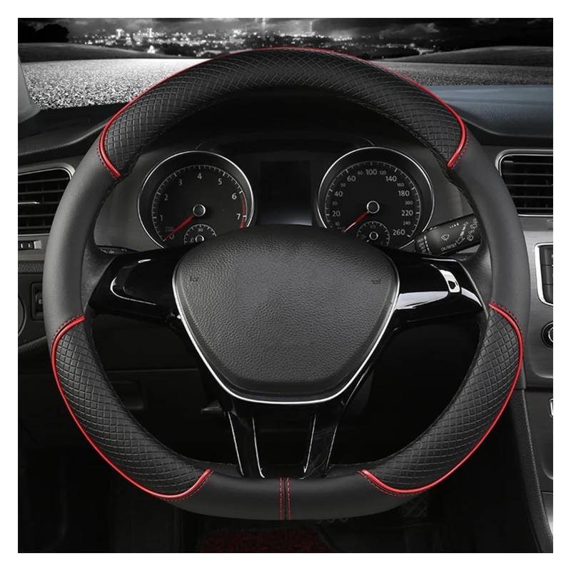 Auto Lenkradabdeckung Für Ford Für Focus Ⅳ Acive Für Wagon 2019-2024+ Carbonfaser-Leder Ultradünne Schweißabsorbierende Auto-Lenkradabdeckung(BlackRed,O) von BENELKZAFA
