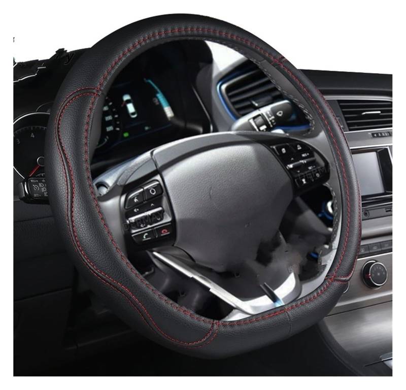 Auto Lenkradabdeckung Für Hyundai Für Ioniq 2016-2022 Lenkradabdeckung D-Form PU-Leder Autoschutzabdeckung Lenkradschutz(Red Thread) von BENELKZAFA