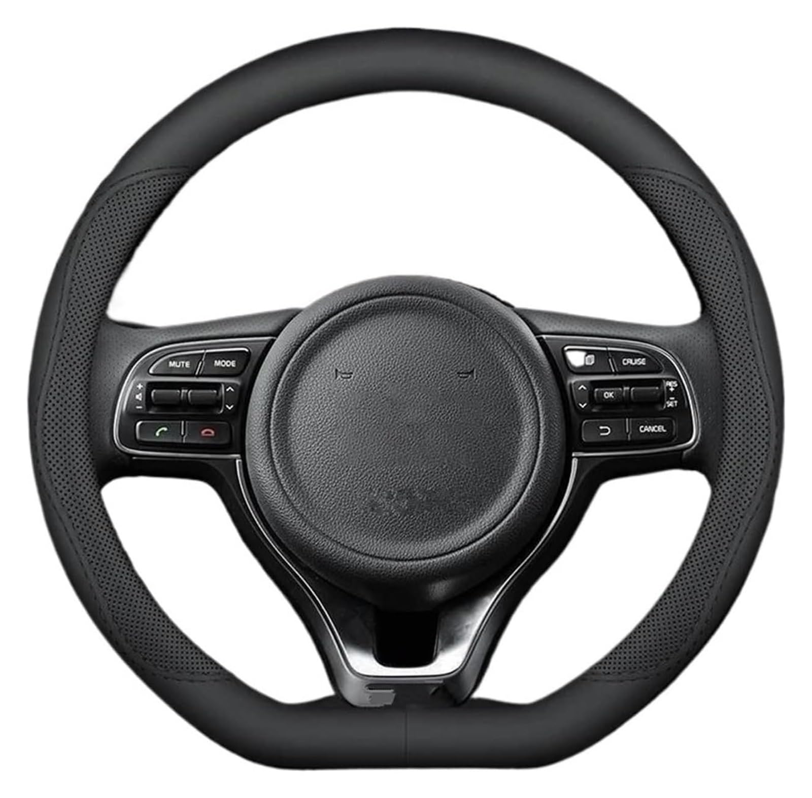 Auto Lenkradabdeckung Für Kia Für Sportage Für Ceed Für Picanto Für Rio Für Proceed Für NIRO Für Ray Für Stonic Autozubehör Lenkradbezüge 38cm Auto Lederlenkradbezug(Black line-D) von BENELKZAFA