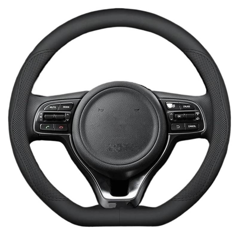 Auto Lenkradabdeckung Für Kia Für Sportage Für Ceed Für Picanto Für Rio Für Proceed Für NIRO Für Ray Für Stonic Autozubehör Lenkradbezüge 38cm Auto Lederlenkradbezug(Black line-D) von BENELKZAFA