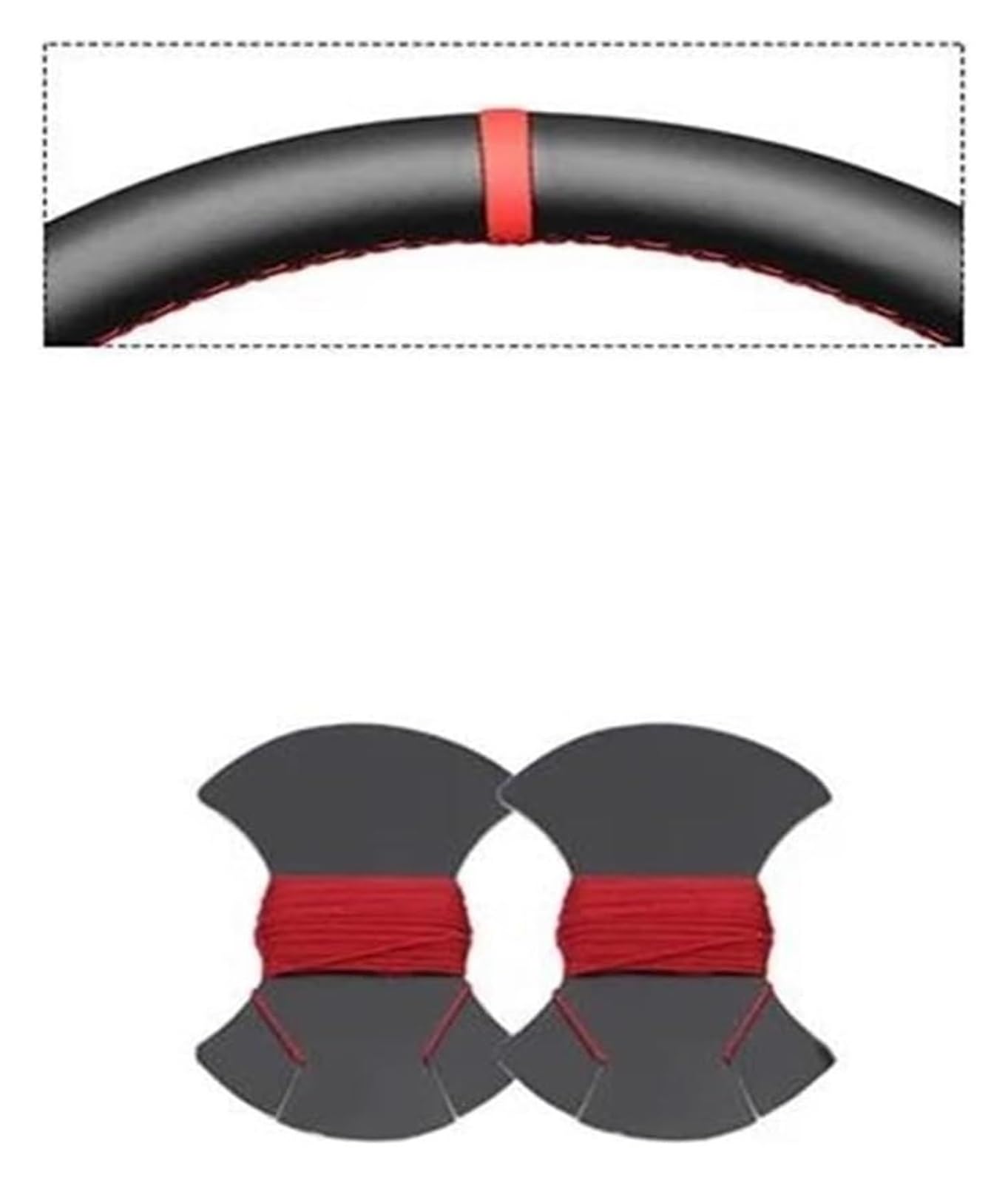Auto Lenkradabdeckung Für P&eugeot 308 CC SW 2007-2015 RCZ 2010-2015 3008 2009-2016 5008 2009-2017 Schwarzer Kunstleder-Auto-Lenkradbezug(Red Marker) von BENELKZAFA