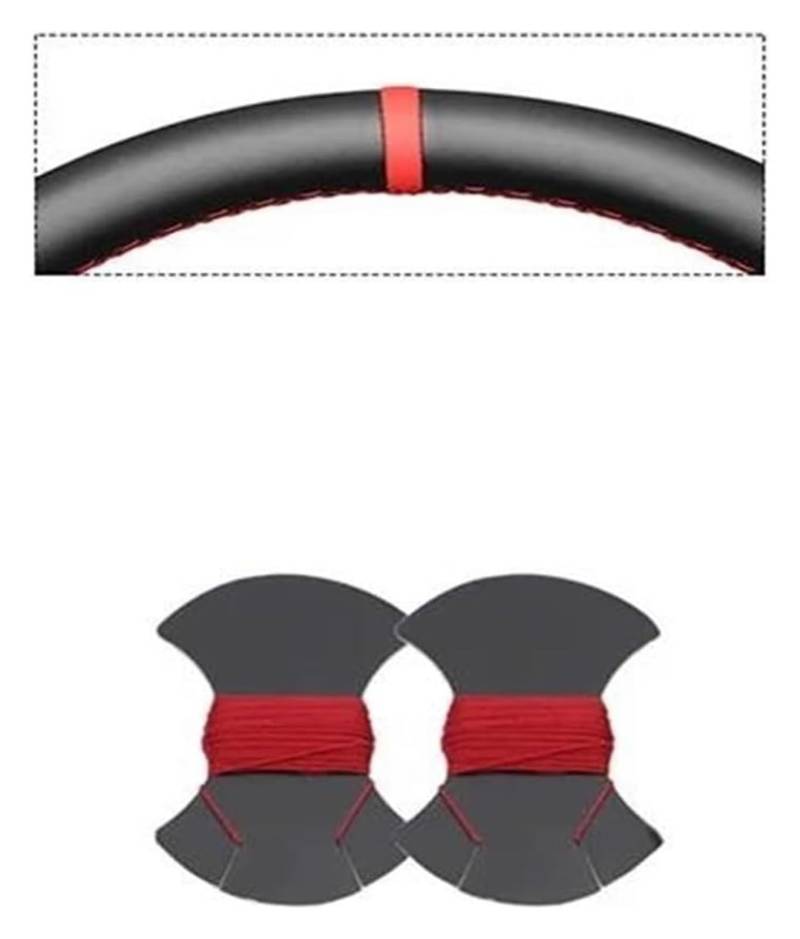 Auto Lenkradabdeckung Für P&eugeot 308 CC SW 2007-2015 RCZ 2010-2015 3008 2009-2016 5008 2009-2017 Schwarzer Kunstleder-Auto-Lenkradbezug(Red Marker) von BENELKZAFA
