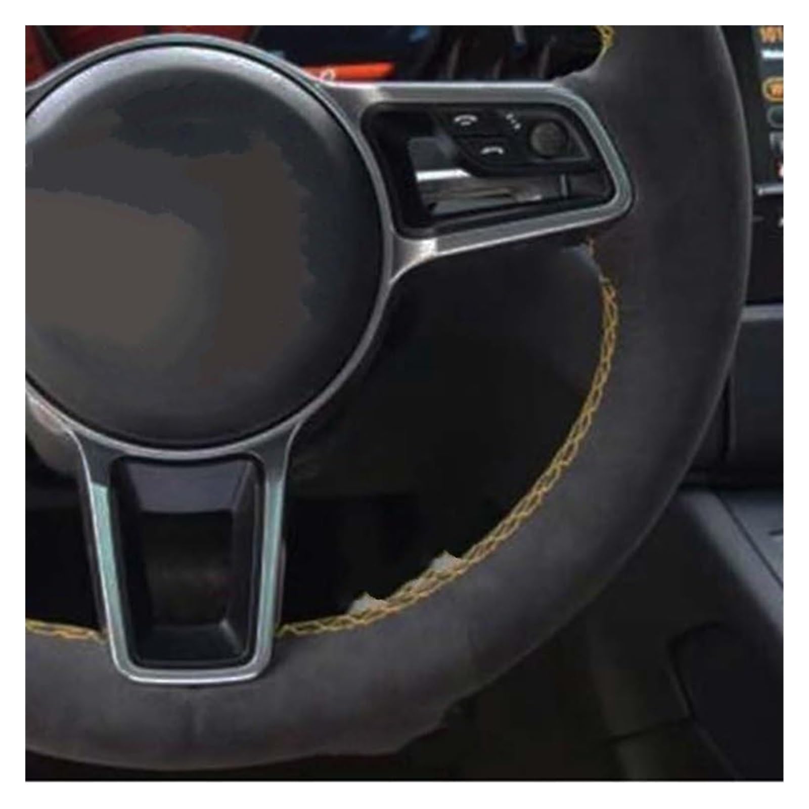 Auto Lenkradabdeckung Für P&orsche Für Macan Für Cayenne 2015-2016 Autolenkradabdeckung Autolenkradabdeckung Handgenähtes Weiches Schwarzes Leder(Light Blue Thread) von BENELKZAFA