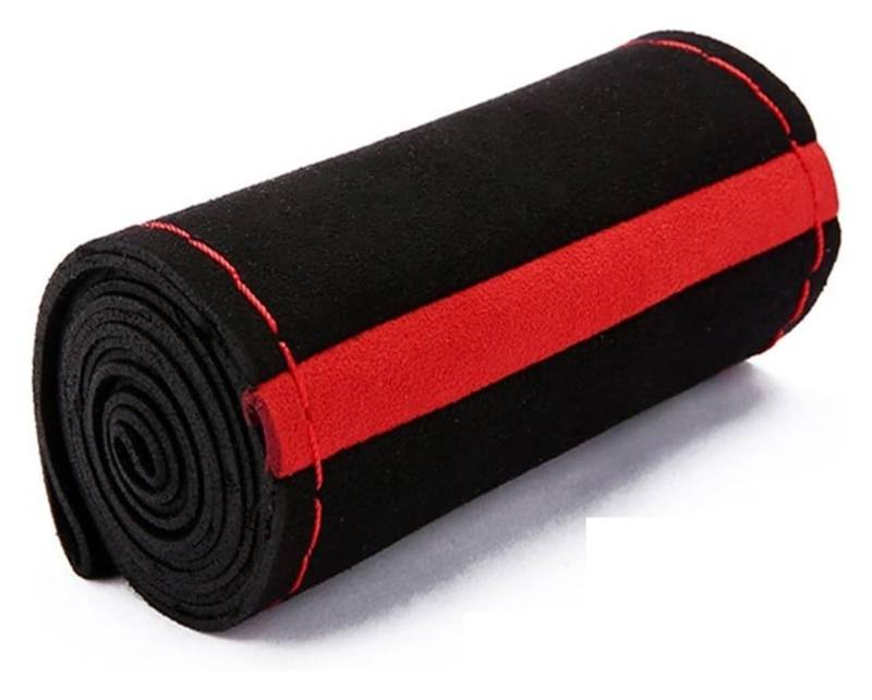 Auto Lenkradabdeckung Für Pelz Lenkrad Abdeckung Auto Universal 38cm Überfallen Schutz Abdeckung Leder Innen Teile Lenkrad Schutz(rot) von BENELKZAFA
