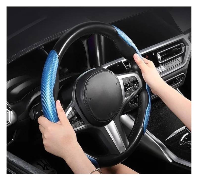 Auto Lenkradabdeckung Für Rad rutschfeste Griff Auto Typ Faser Abdeckung Sport Abdeckung 38cm Karte Lenkung Carbon Abdeckung Lenkrad Schutz(Agate red) von BENELKZAFA