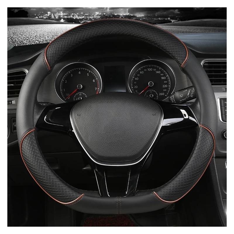 Auto Lenkradabdeckung Für Vauxhall Für Corsa E 2014-2019 Carbonfaser-Leder Ultradünne Schweißabsorbierende Auto-Lenkradabdeckung(BlackCoffee,D) von BENELKZAFA