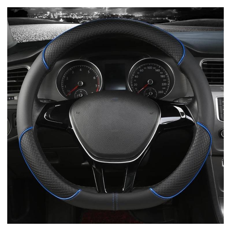 Auto Lenkradabdeckung Für Vauxhall Für Corsa E 2014-2019 Carbonfaser-Leder Ultradünne Schweißabsorbierende Auto-Lenkradabdeckung(Blackblue,O) von BENELKZAFA